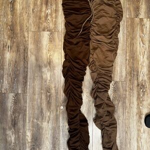 SHEIN Brown Ruched Track Pants